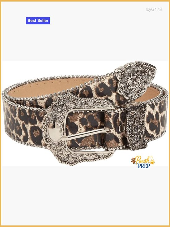 PU Leather Belt with Leopard Print Buckle for Jeans Dresses